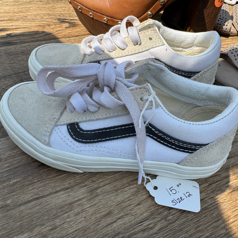 Vans Kids Cream and Black Sneakers